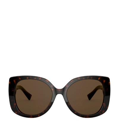 Shop Versace Medusa Rectangular Sunglasses In Brown