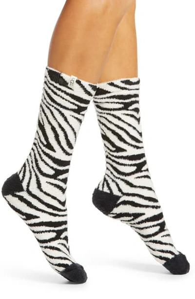 Shop Ugg Leslie Crew Socks In Black/ White Zebra