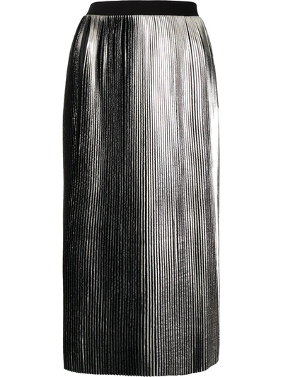 Shop Agnès B. Metallic Pleated Skirts In Silver