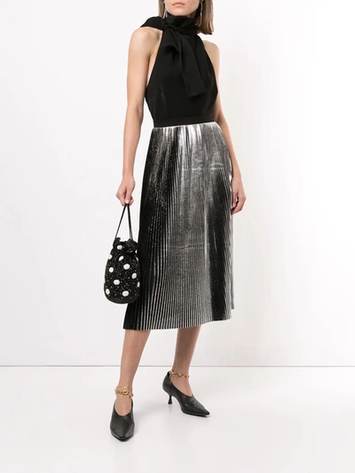 Shop Agnès B. Metallic Pleated Skirts In Silver