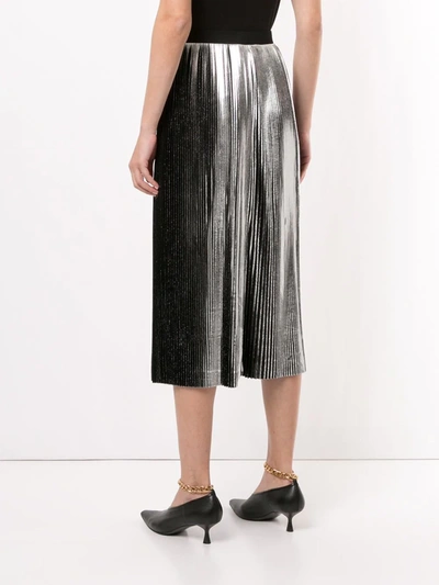 Shop Agnès B. Metallic Pleated Skirts In Silver