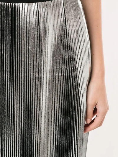 Shop Agnès B. Metallic Pleated Skirts In Silver