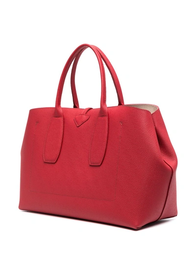 Shop Longchamp Large Roseau Top Handle Bag In Red