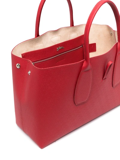 Shop Longchamp Large Roseau Top Handle Bag In Red