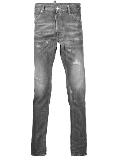 Shop Dsquared2 Distressed-finish Denim Jeans In Grey