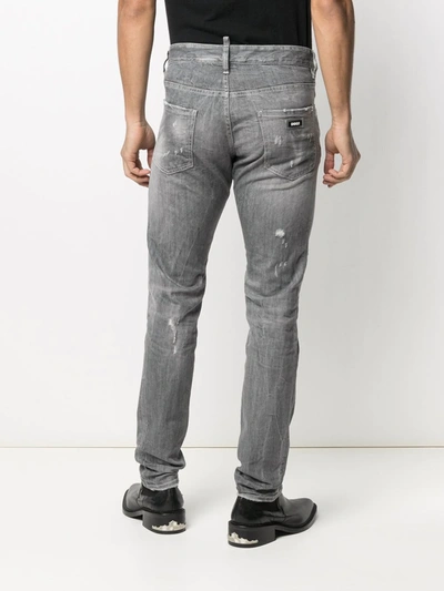 Shop Dsquared2 Distressed-finish Denim Jeans In Grey