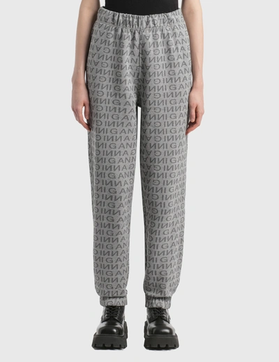 Shop Ganni Jacquard Isoli Elasticated Pants In Grey