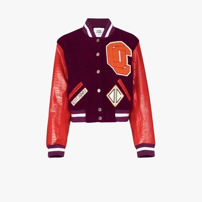 Shop Opening Ceremony Cropped Varsity Jacket In Purple