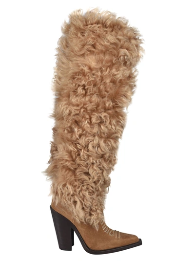 Shop Dsquared2 Shearling Boots In Camel