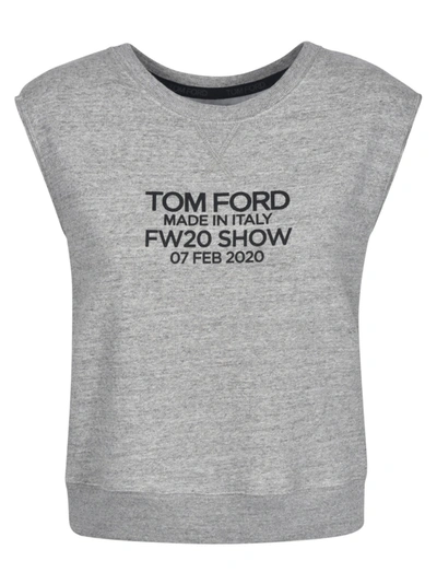 Shop Tom Ford Logo Print Ribbed Vest In Grey/black