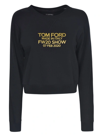 Shop Tom Ford Cropped Logo Sweatshirt In Black/gold