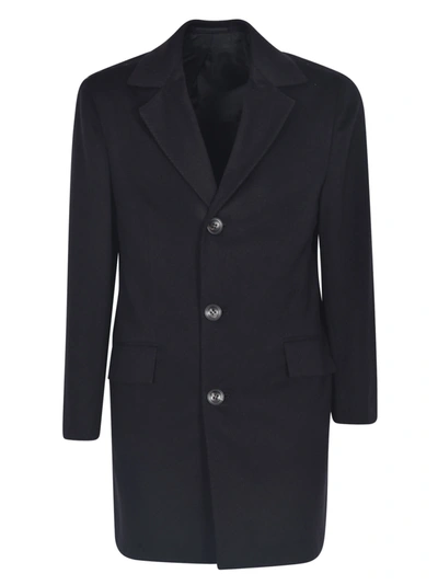 Shop Kiton Plain Buttoned Coat In Black
