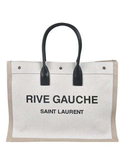 Shop Saint Laurent Rive Gauche Tote In White