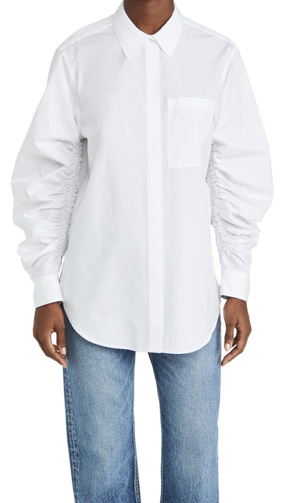 Shop 3.1 Phillip Lim / フィリップ リム Long Sleeve Shirt With Gathered Sleeves In Optic White
