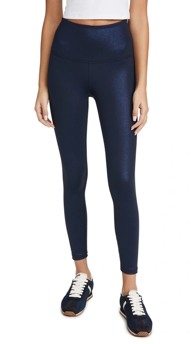 Shop Beyond Yoga Twinkle High Waist Midi Leggings In Nocturnal Nvy Shiny Nvy Twinkl