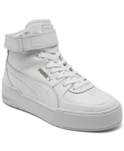 Shop Puma Women's Cali Sport High Top Warm Up Stay-put Closure Casual Sneakers From Finish Line In White, White