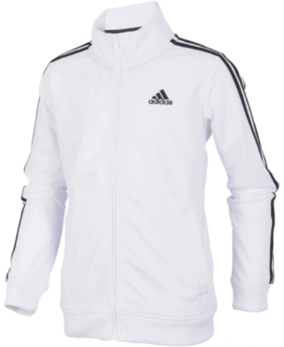 Shop Adidas Originals Big Boys Iconic Tricot Jacket In White