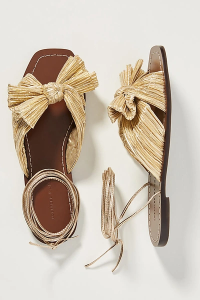 Shop Loeffler Randall Pleated Peony Ankle-tie Sandals In Gold