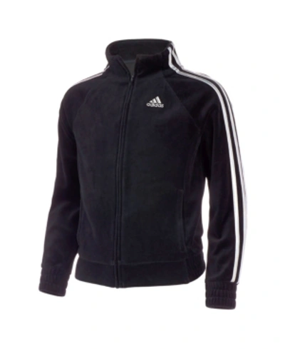 Shop Adidas Originals Adidas Big Girls Zip Front Velour Jacket In Black