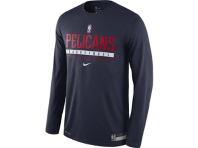 Shop Nike Men's New Orleans Pelicans Practice Long-sleeve T-shirt In Navy