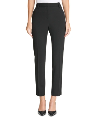 Dkny Petites Womens Ankle Slim-fit Straight Leg Pants In Black