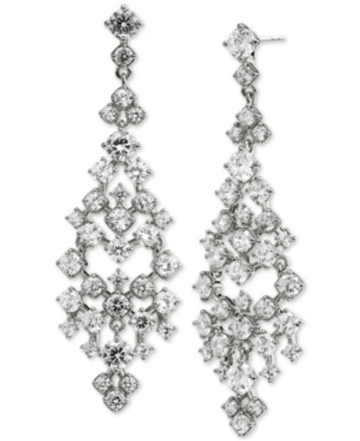 Shop Eliot Danori Silver-plated Cubic Zirconia Chandelier Earrings, Created For Macy's