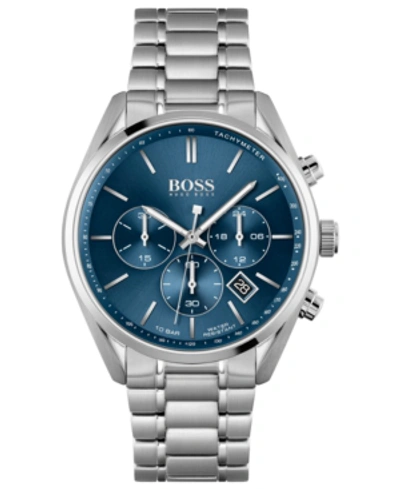 Hugo Boss Men's Chronograph Skymaster Stainless Steel Bracelet Watch 44mm Women's Shoes In Silver