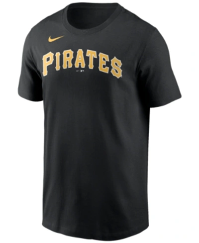 Shop Nike Pittsburgh Pirates Men's Swoosh Wordmark T-shirt In Black