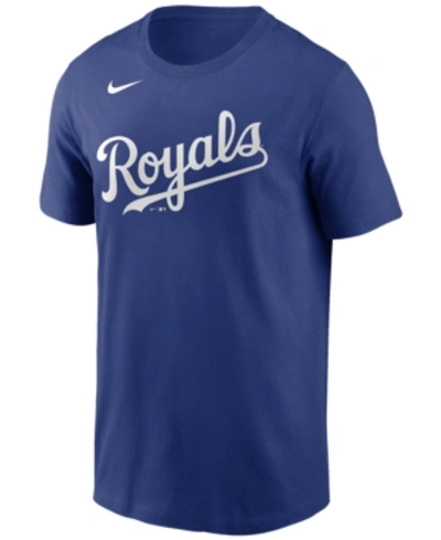 Shop Nike Kansas City Royals Men's Swoosh Wordmark T-shirt In Royalblue