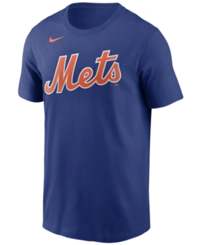 Shop Nike New York Mets Men's Swoosh Wordmark T-shirt In Royalblue