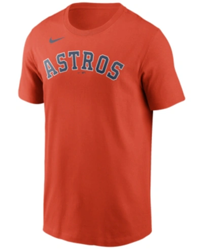 Shop Nike Houston Astros Men's Swoosh Wordmark T-shirt In Orange