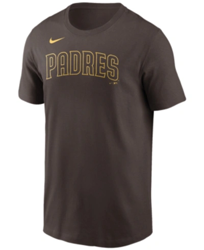 Shop Nike San Diego Padres Men's Swoosh Wordmark T-shirt In Navy