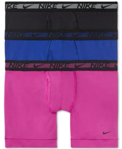 Shop Nike Men's 3-pack Flex Micro Boxer Briefs In Cactus Flower/deep Royal/black