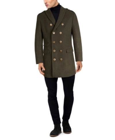 Shop Tallia Men's Solid Military Inspired Topcoat In Olive