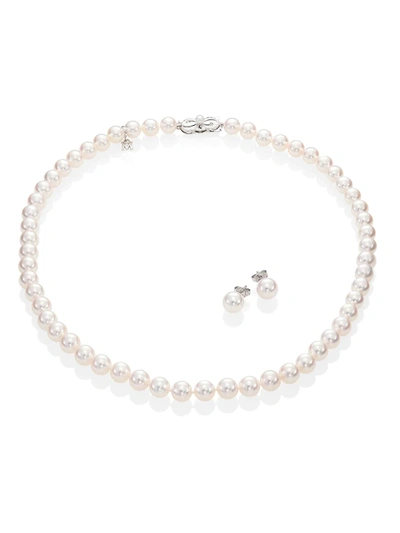 Shop Mikimoto 7.40-8mm Akoya Pearl Stud Earrings & Necklace Gift Set