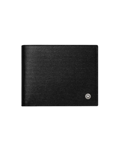 Shop Montblanc Men's Logo Leather Bi-fold Wallet In Black