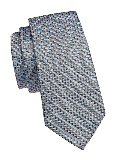 Shop Giorgio Armani Men's Woven Print Silk Tie In Turquoise