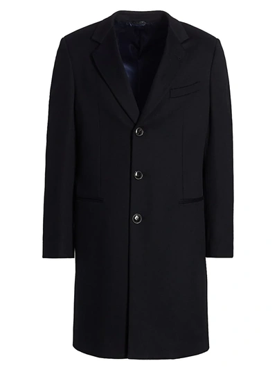 Shop Giorgio Armani Men's Wool & Cashmere Top Coat In Navy