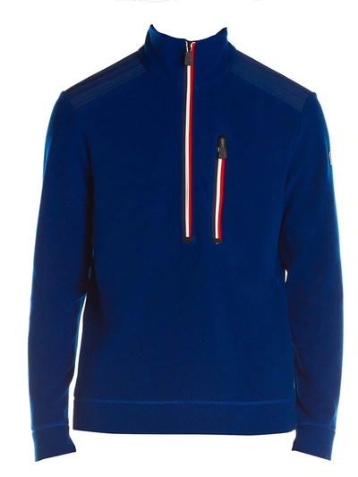 Shop Moncler Men's Grenoble Maglia Half Zip Sweater In Blue