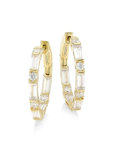 Shop Adriana Orsini 18k Goldplated Inside-out Cubic Zirconia Small Huggie Hoop Earrings