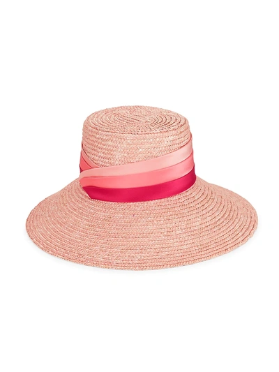 Shop Eugenia Kim Women's Annabelle Satin Ribbon Straw Sun Hat In Pink