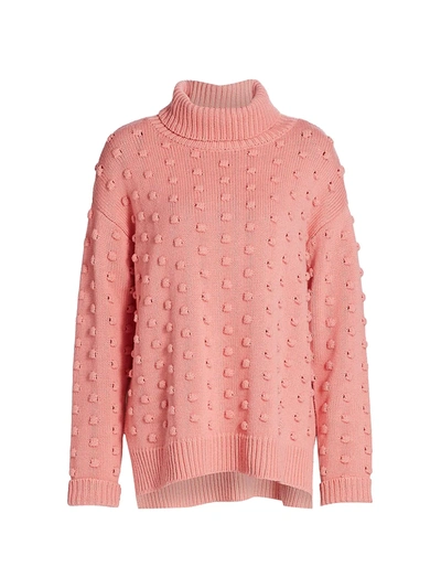 Shop Lela Rose Women's Dotted Cashmere & Wool Turtleneck Sweater In Peony Pink