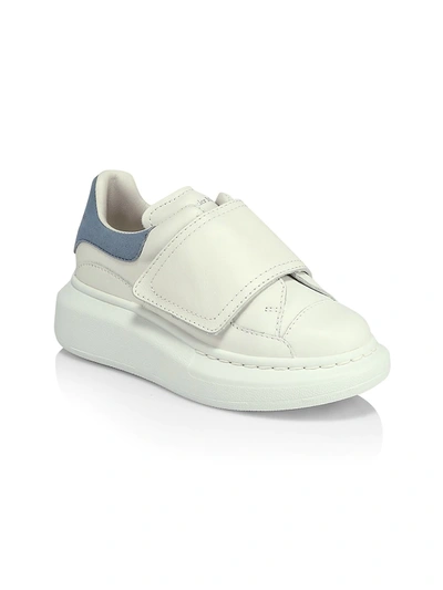 Shop Alexander Mcqueen Kid's Oversized Two-tone Leather Sneakers In White Blue
