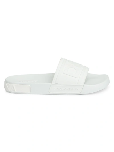 Shop Dolce & Gabbana Men's Saint Barth Rubber Pool Slides In Bianco