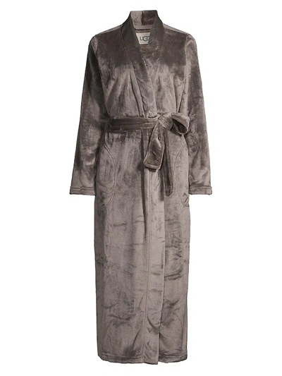 Shop Ugg Marlow Double Face Fleece Robe In Charcoal
