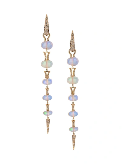 Shop Etho Maria Misty 18k Rose Gold, Diamond & Opal Spear Drop Earrings