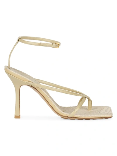 Shop Bottega Veneta Stretch Leather & Raffia Sandals In Cane Sugar