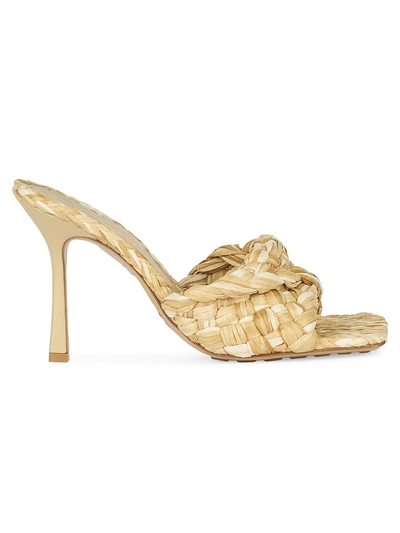 Shop Bottega Veneta Stretch Raffia Mules In Macadamia