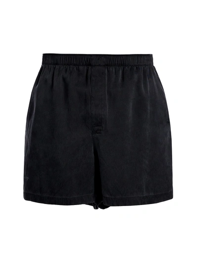 Shop Bottega Veneta Heavy Fluid Silk Twill Shorts In Black