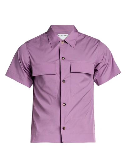 Shop Bottega Veneta Compact Stretch Poplin Shirt In Lavender